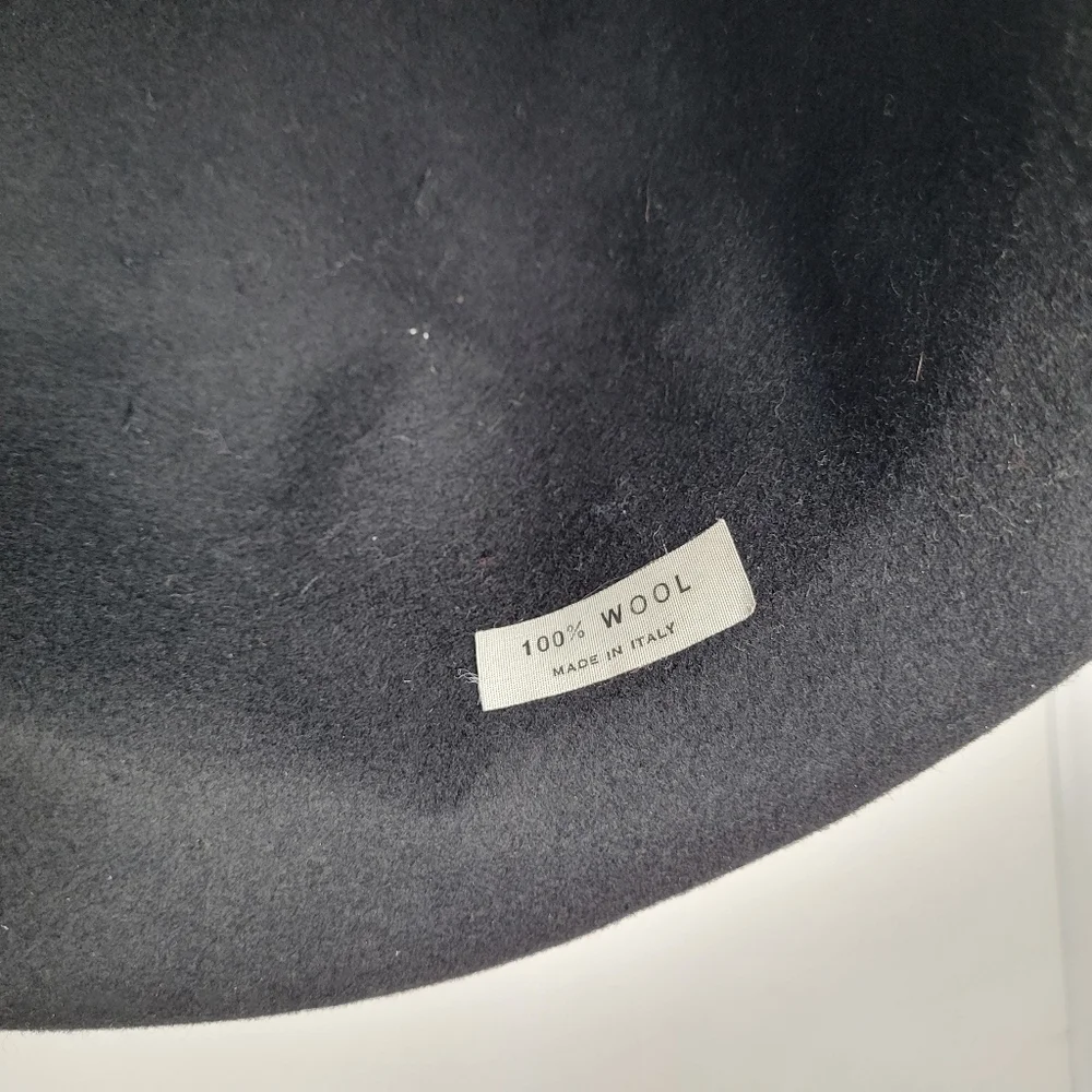 Vintage Wool Bejewled Made in Italy Black Hat Silver‎ Studs Felt 60s Retro - Picture 8 of 17